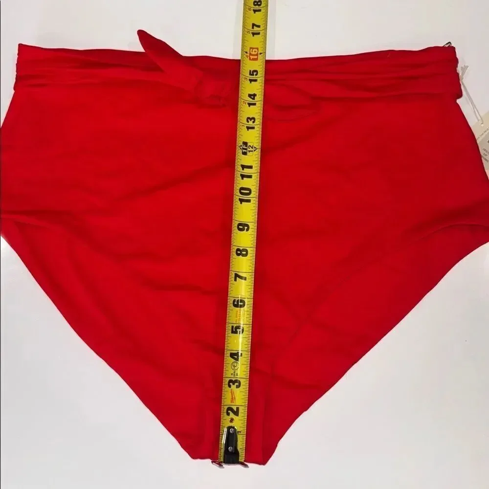 NWT Mara Hoffman Jay High Waist Tie Front RedCoat Bikini Bottom Swim 3X